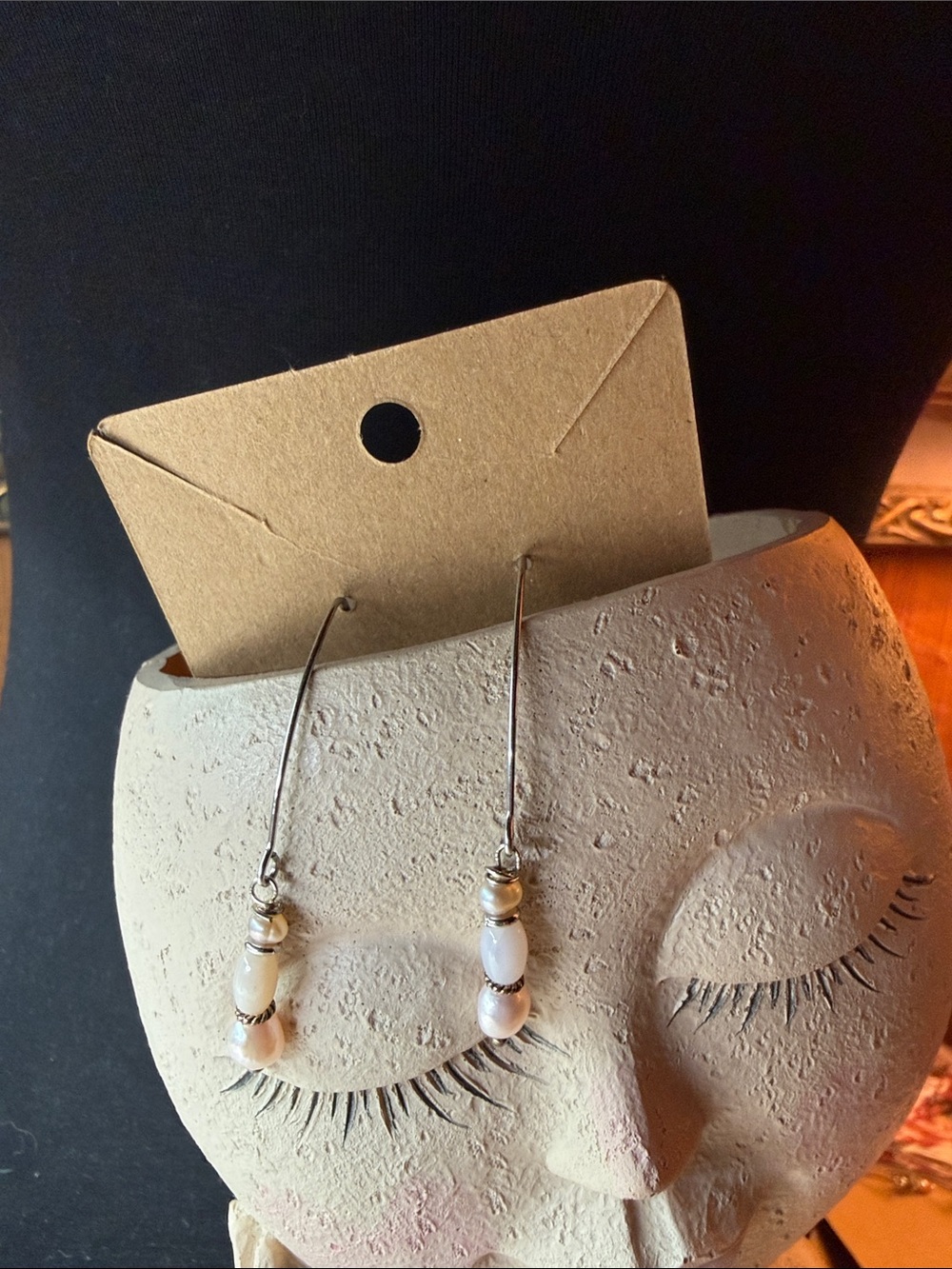 Delicate Pearl & pink opal Bead Drop Earrings Pearlescent